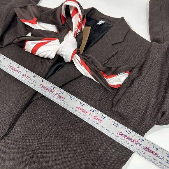 Burberry Runway Size 6 Wool Brown Blazer Jacket Silk Scarf Detail NWT $2,550 - Picture 11 of 14